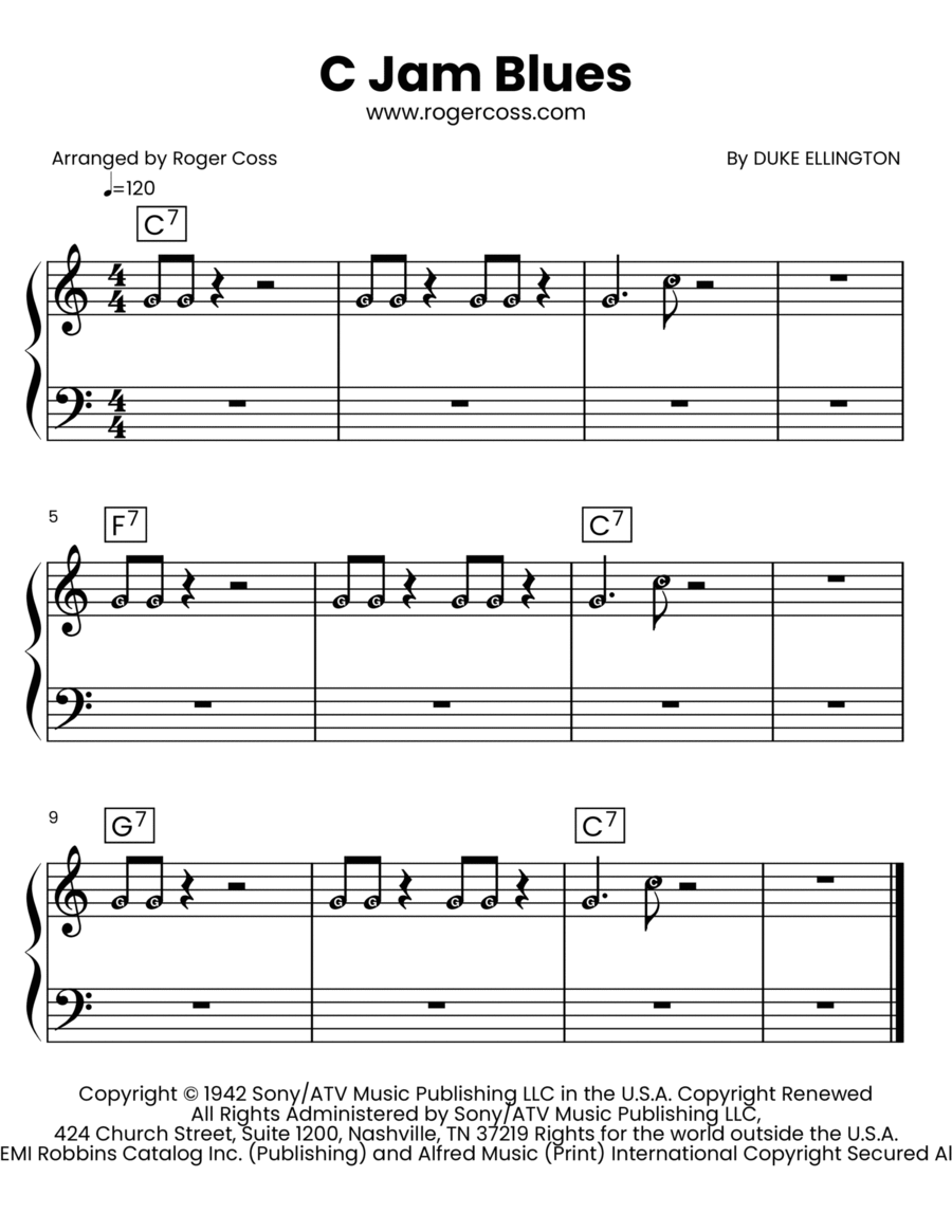 C Jam Blues Easy Piano scores gallery preview page 1