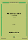 Nicolai-Als Bublein klein,in E Major,from Die Lustigen Weiber,for Voice and Piano