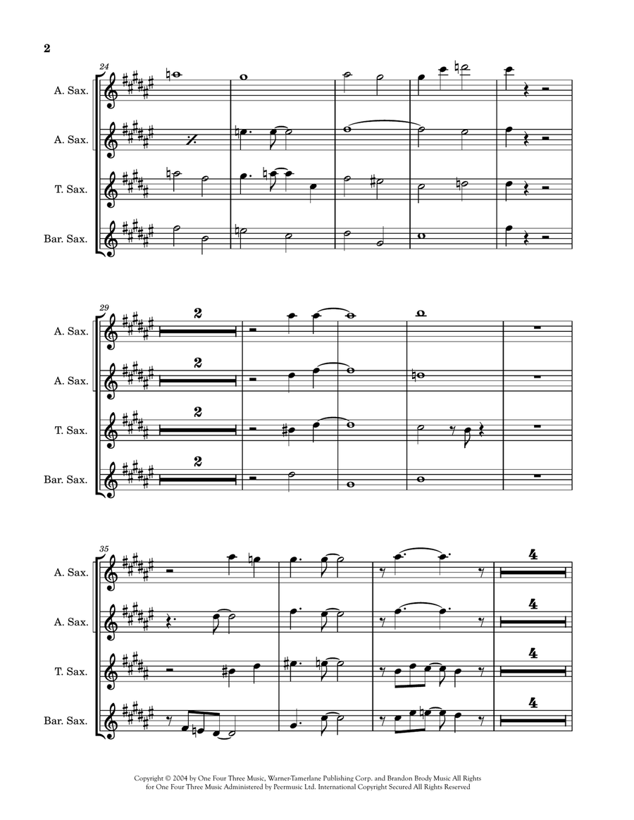 A Love That Will Last A Love That Will Last Saxophone Quartet scores gallery preview page 2