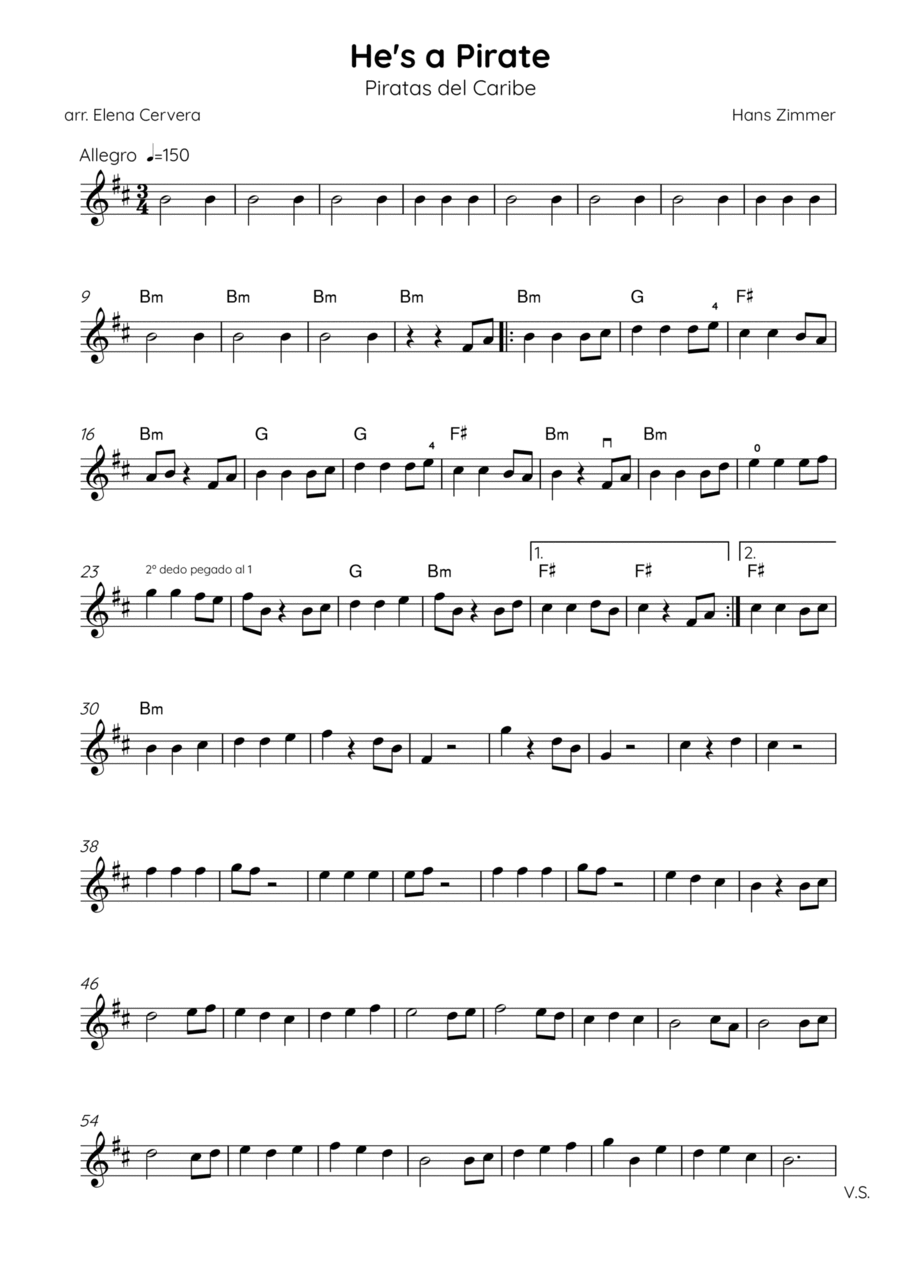 He's A Pirate Violin Solo scores gallery preview page 1