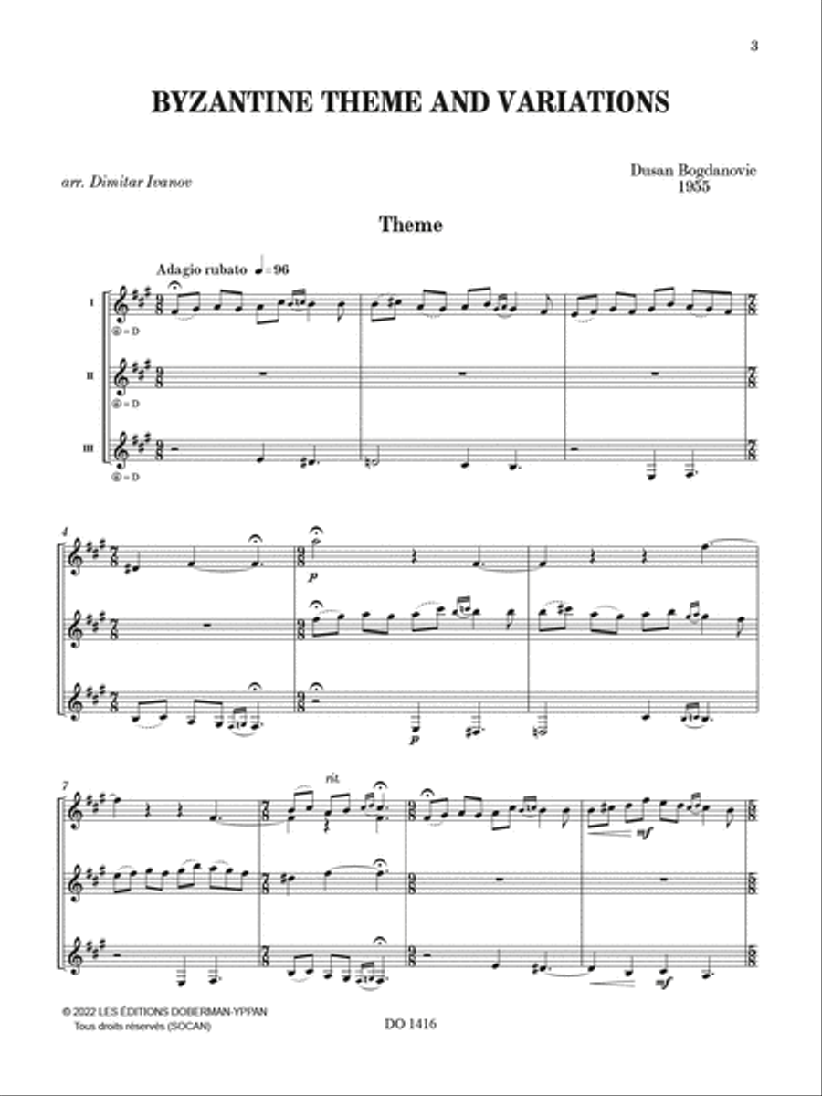 Byzantine theme and variations Guitar Ensemble scores gallery preview page 2