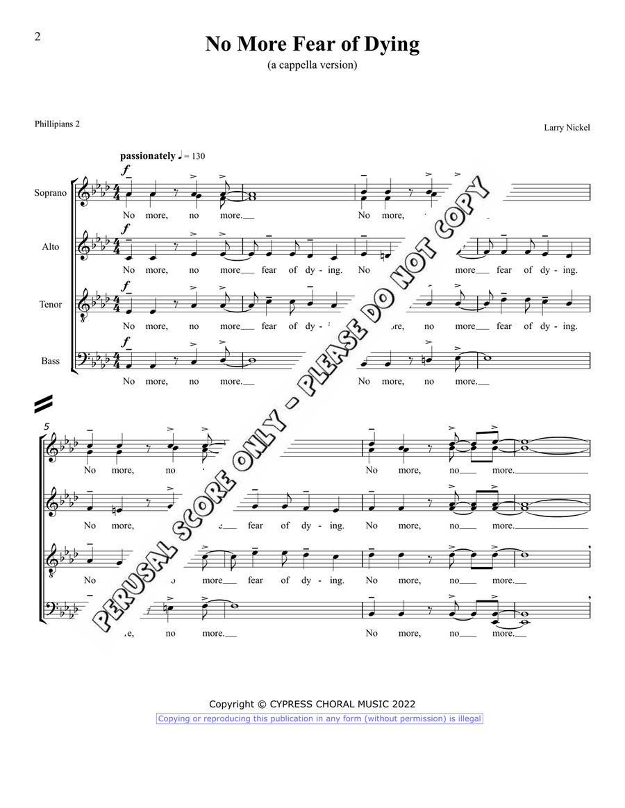 No More Fear Of Dying No More Fear Of Dying 4-Part scores gallery preview page 2