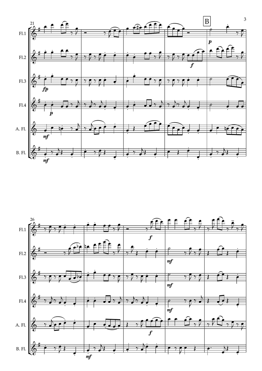 Carefree. A Bossa-Nova for Flute Choir Flute Choir scores gallery preview page 4
