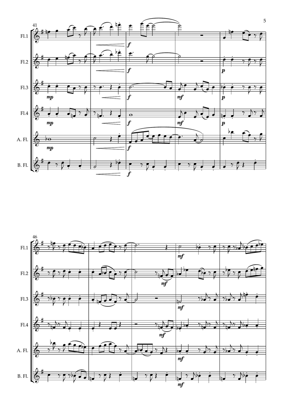 Carefree. A Bossa-Nova for Flute Choir Flute Choir scores gallery preview page 6