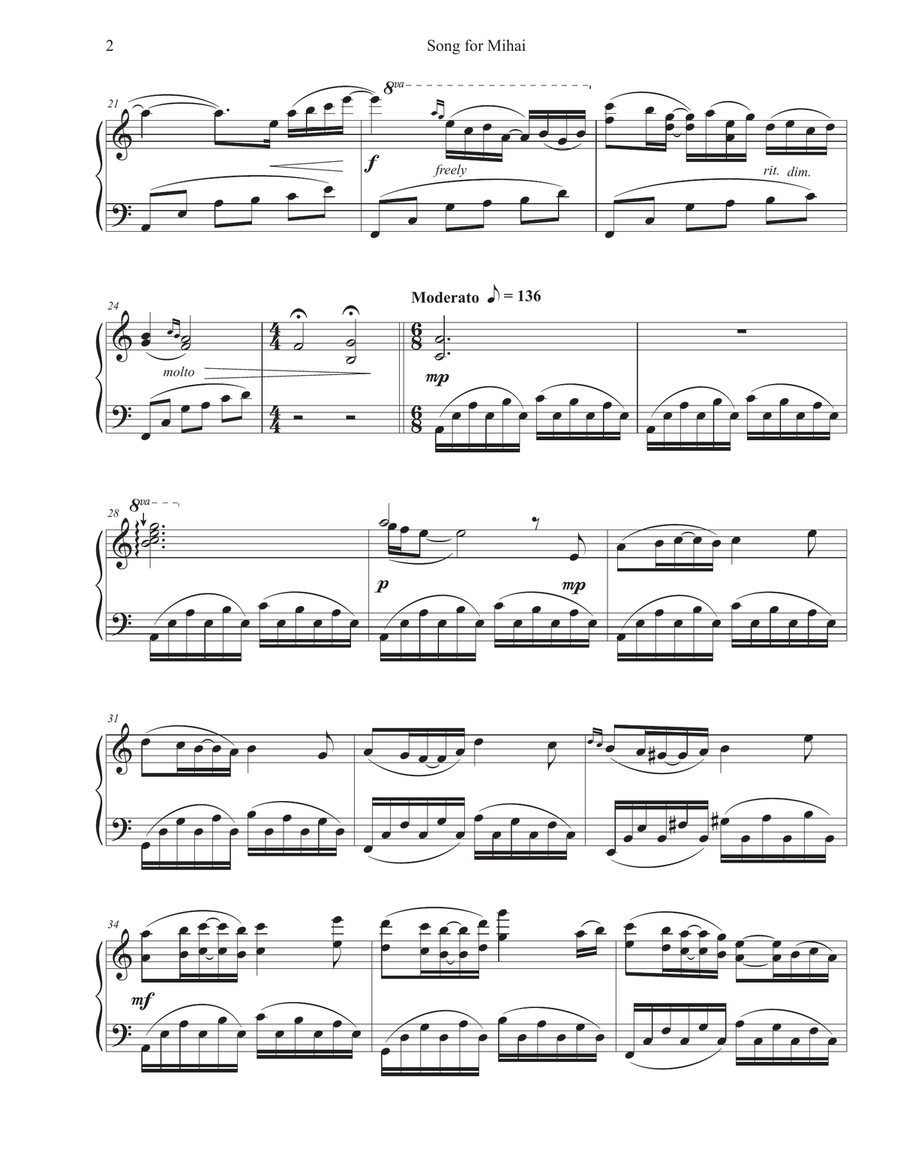 Song for Mihai Piano Solo scores gallery preview page 2