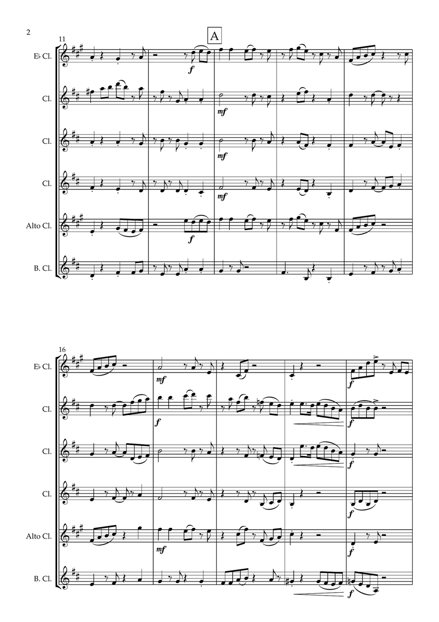 Carefree A Bossa Nova for Clarinet Choir Clarinet Choir scores gallery preview page 3
