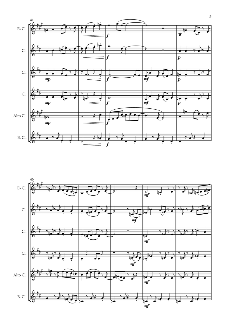 Carefree A Bossa Nova for Clarinet Choir Clarinet Choir scores gallery preview page 6
