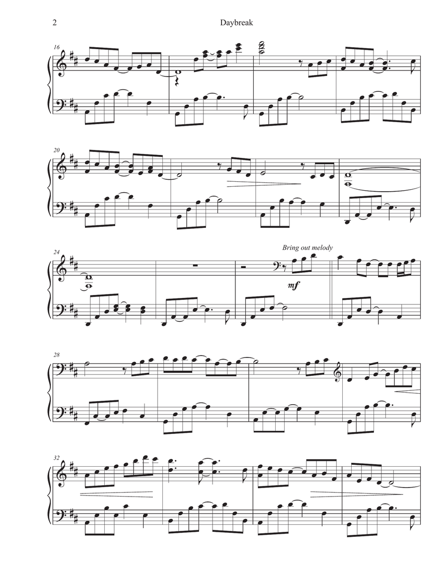 Daybreak Piano Solo scores gallery preview page 2