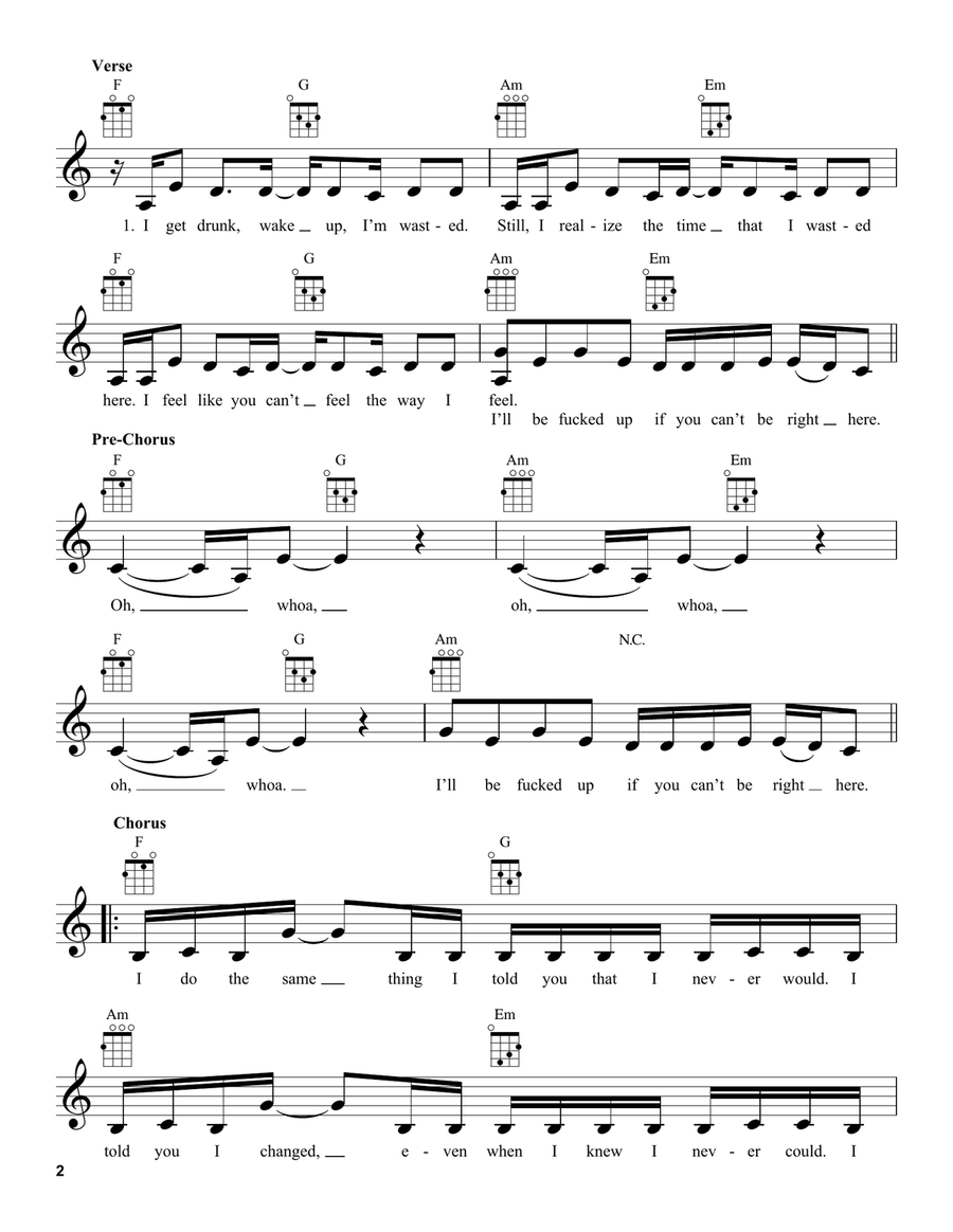 Stay (feat. Justin Bieber) Ukulele scores gallery preview page 2