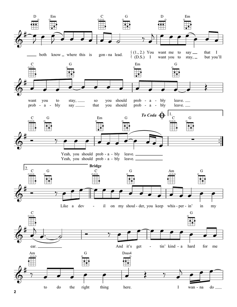You Should Probably Leave Ukulele scores gallery preview page 2