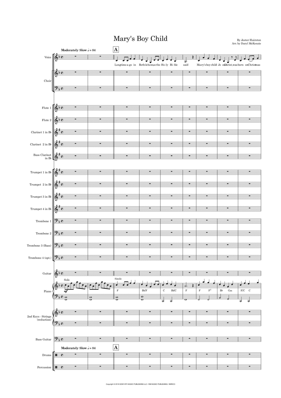Mary's Boy Child Jazz Ensemble scores gallery preview page 1