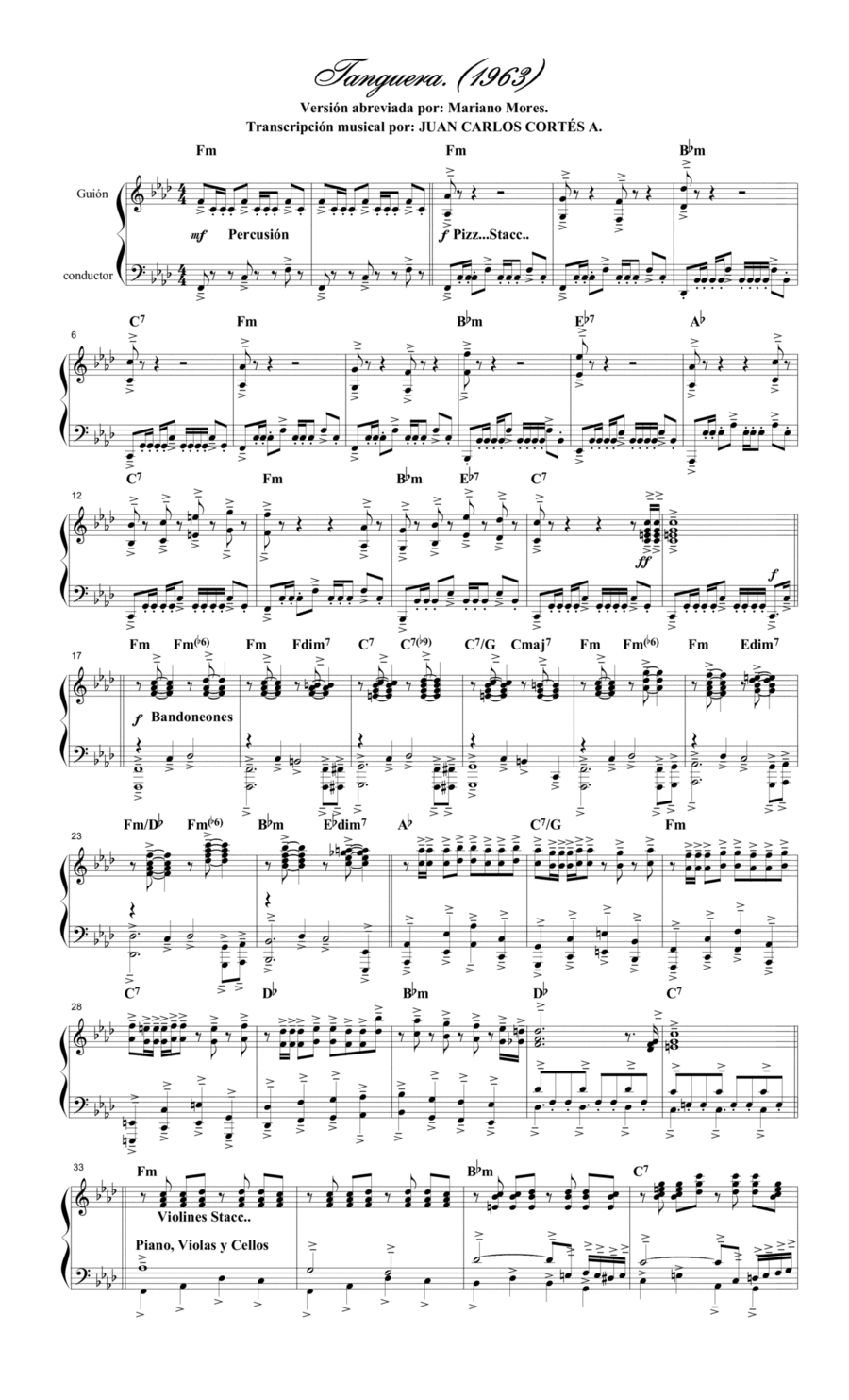 Tanguera (1963) Versión Breve por: Mariano Mores. Piano Solo scores gallery preview page 1