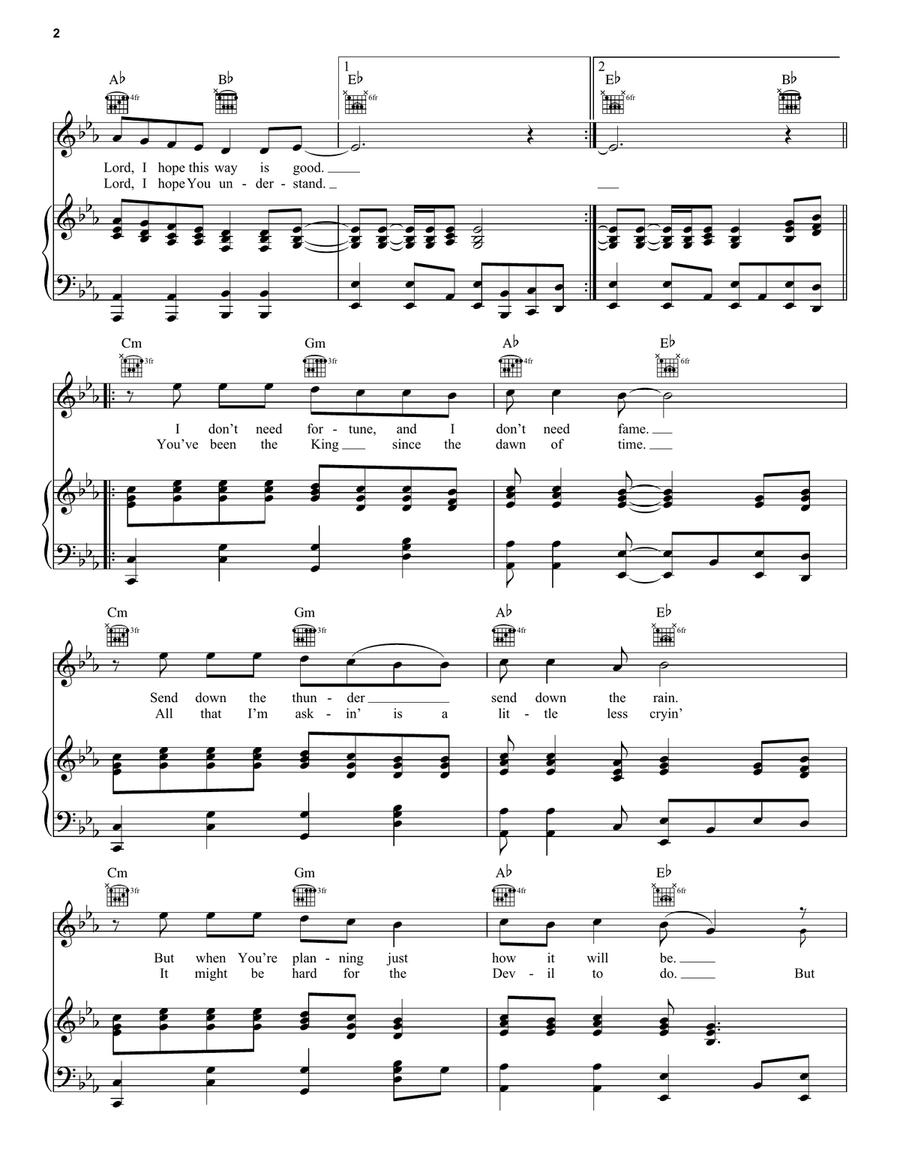 Lord, I Hope This Day Is Good Piano, Vocal, Guitar scores gallery preview page 2