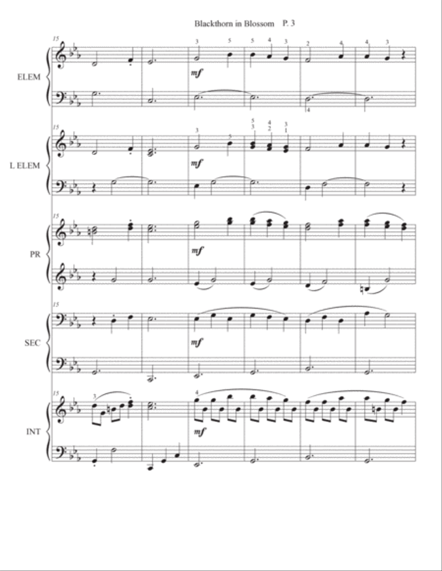Blackthorn in Blossom, Multi Level Piano Ensemble Piano Quintet scores gallery preview page 4