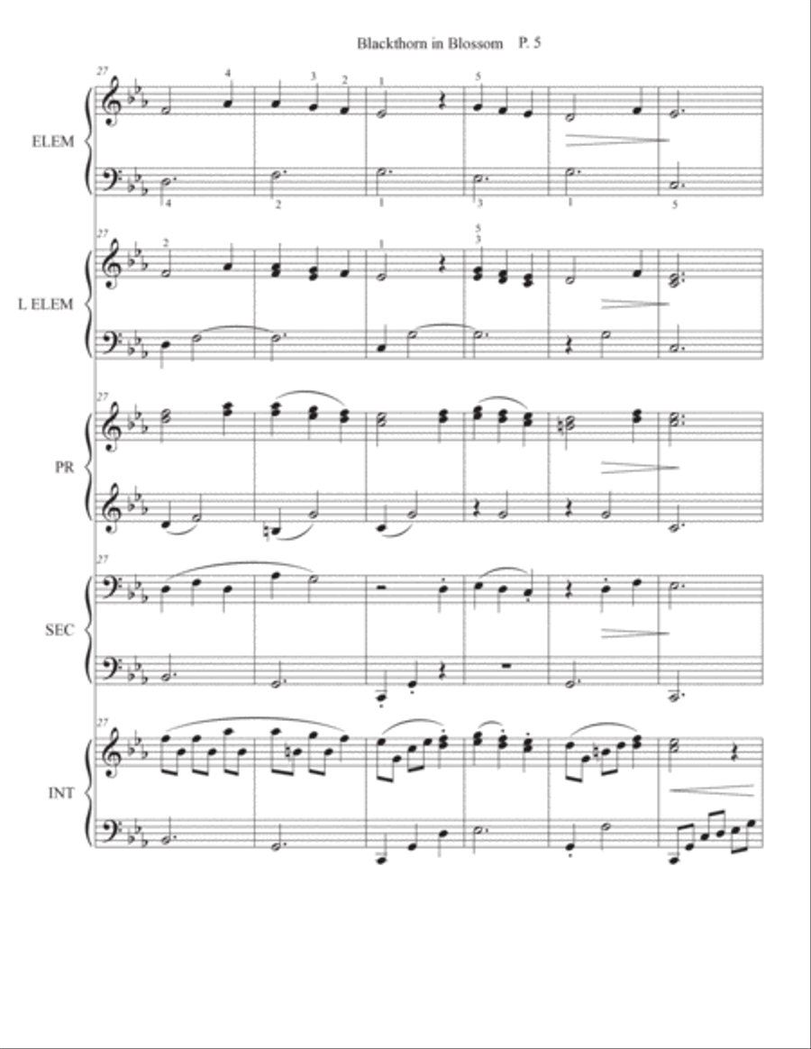 Blackthorn in Blossom, Multi Level Piano Ensemble Piano Quintet scores gallery preview page 6