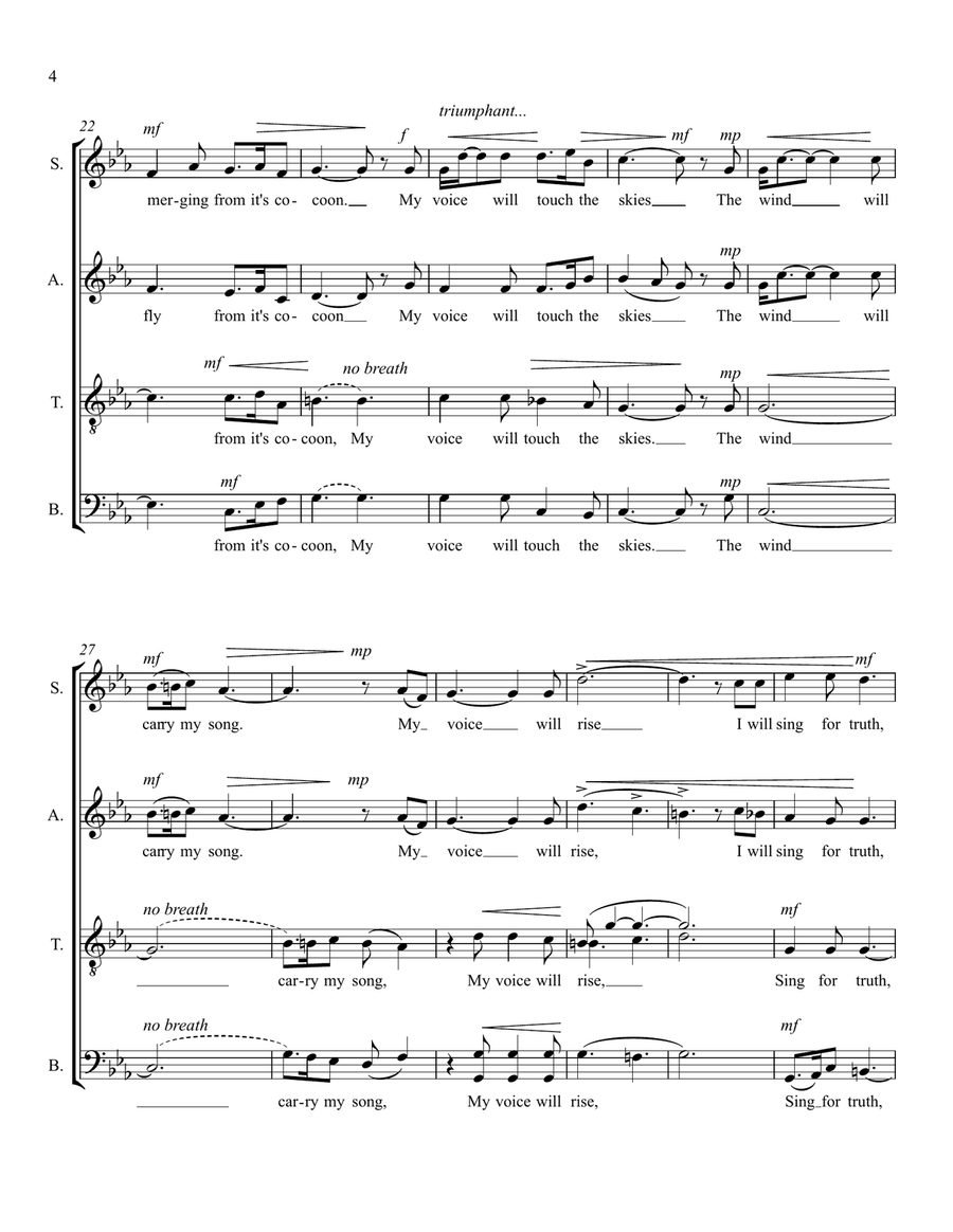 The Wind Will Carry My Song 4-Part scores gallery preview page 5