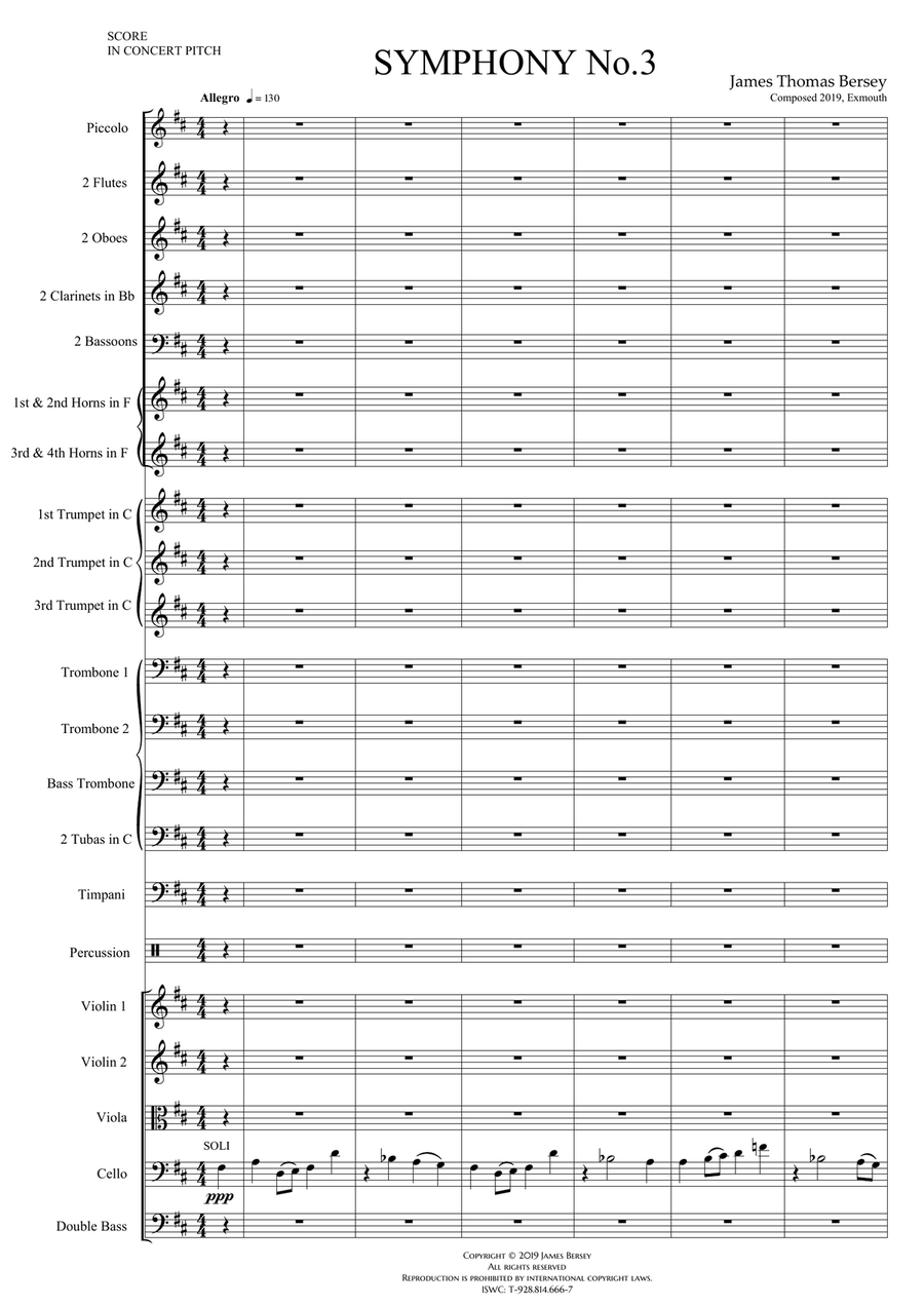 Symphony No.3 (full score & complete set of orchestral parts) Full Orchestra scores gallery preview page 3