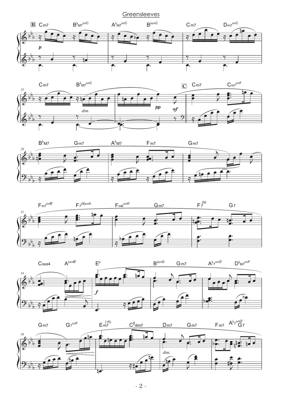 Greensleeves [Piano solo / intermediate] Piano Solo scores gallery preview page 2