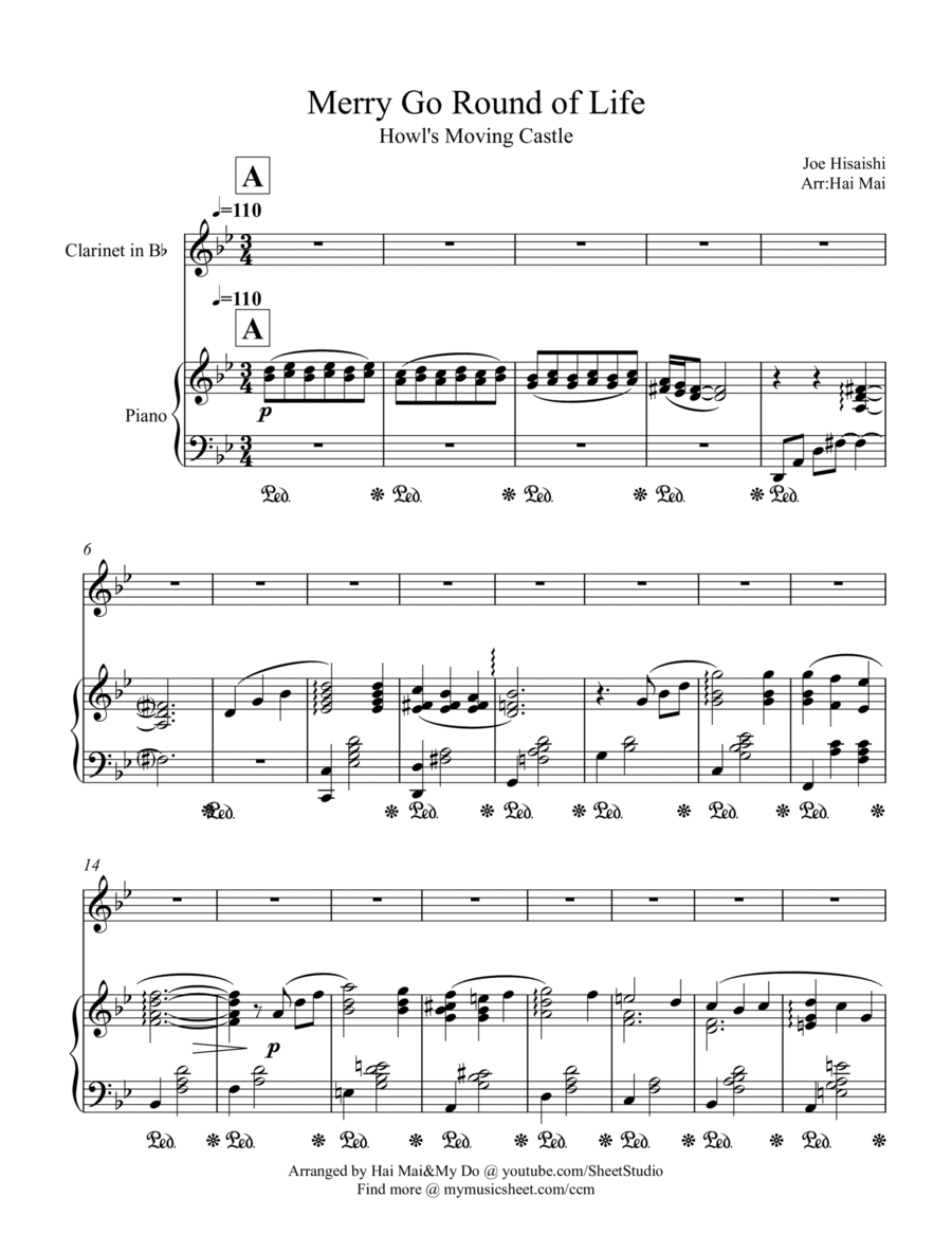 Merry-go-round Of Life Clarinet Solo scores gallery preview page 1