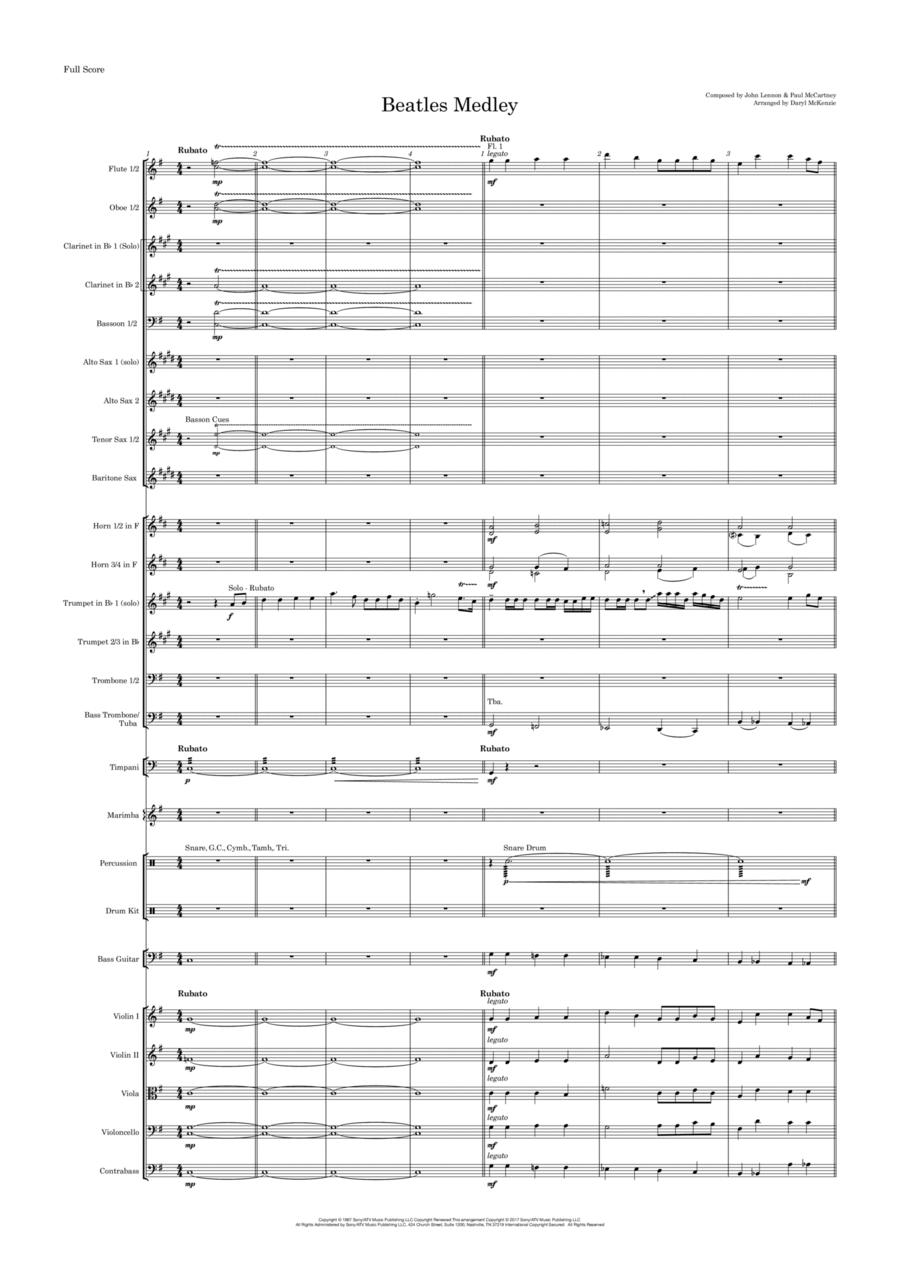 Beatles Medley Full Orchestra scores gallery preview page 1