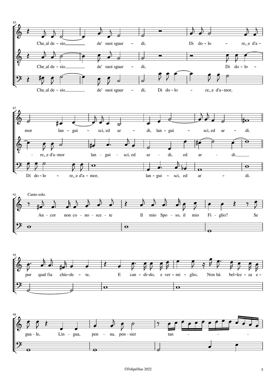 Christo smarrito: Sospirava e spargea (Lamento della Beata Vergine) Small Ensemble scores gallery preview page 5
