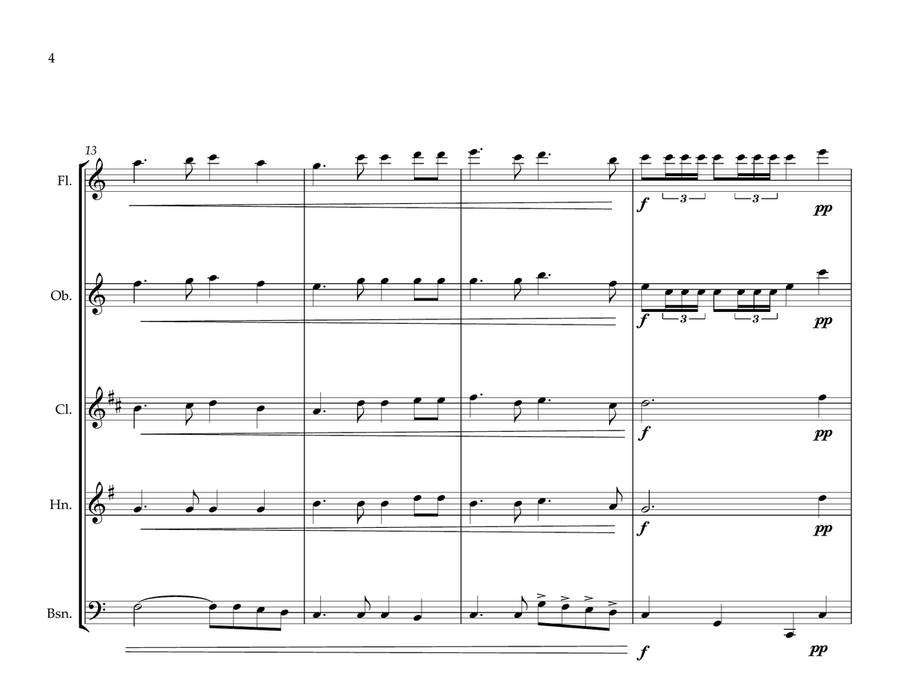 Australian National Anthem & Waltzing Matilda for Wind Quintet (World National Anthem Series) Woodwind Quintet scores gallery preview page 4