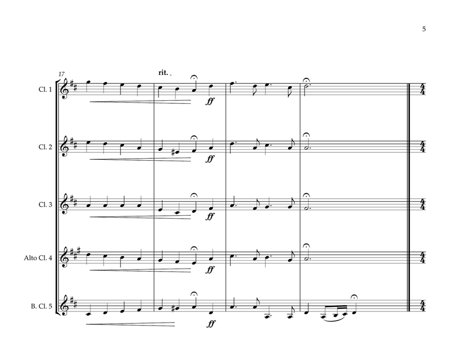 Australian National Anthem & Waltzing Matilda for Clarinet Quintet (National Anthem Series) Clarinet Quintet scores gallery preview page 5