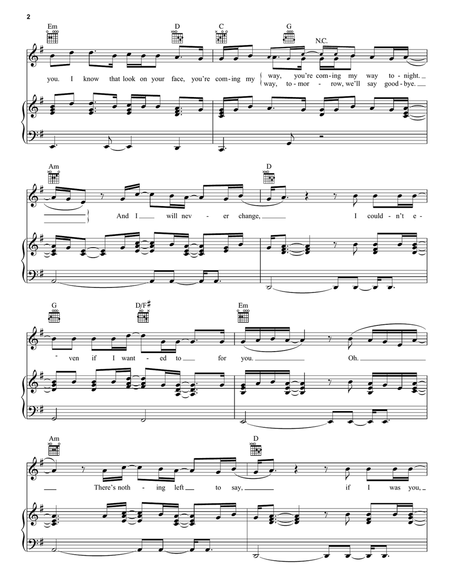 Thousand Miles Thousand Miles Piano, Vocal, Guitar scores gallery preview page 2