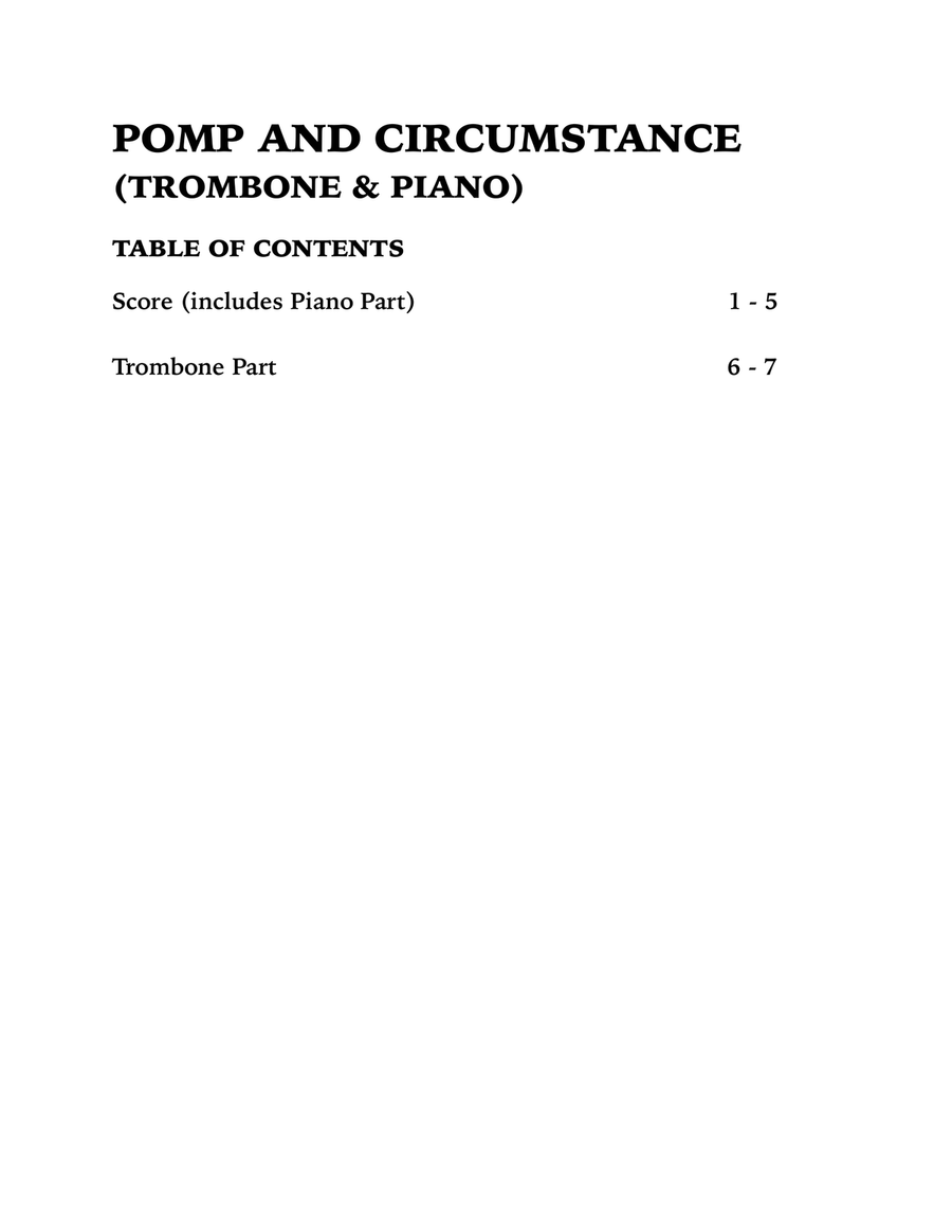 Pomp and Circumstance (Trombone and Piano) Piano scores gallery preview page 4