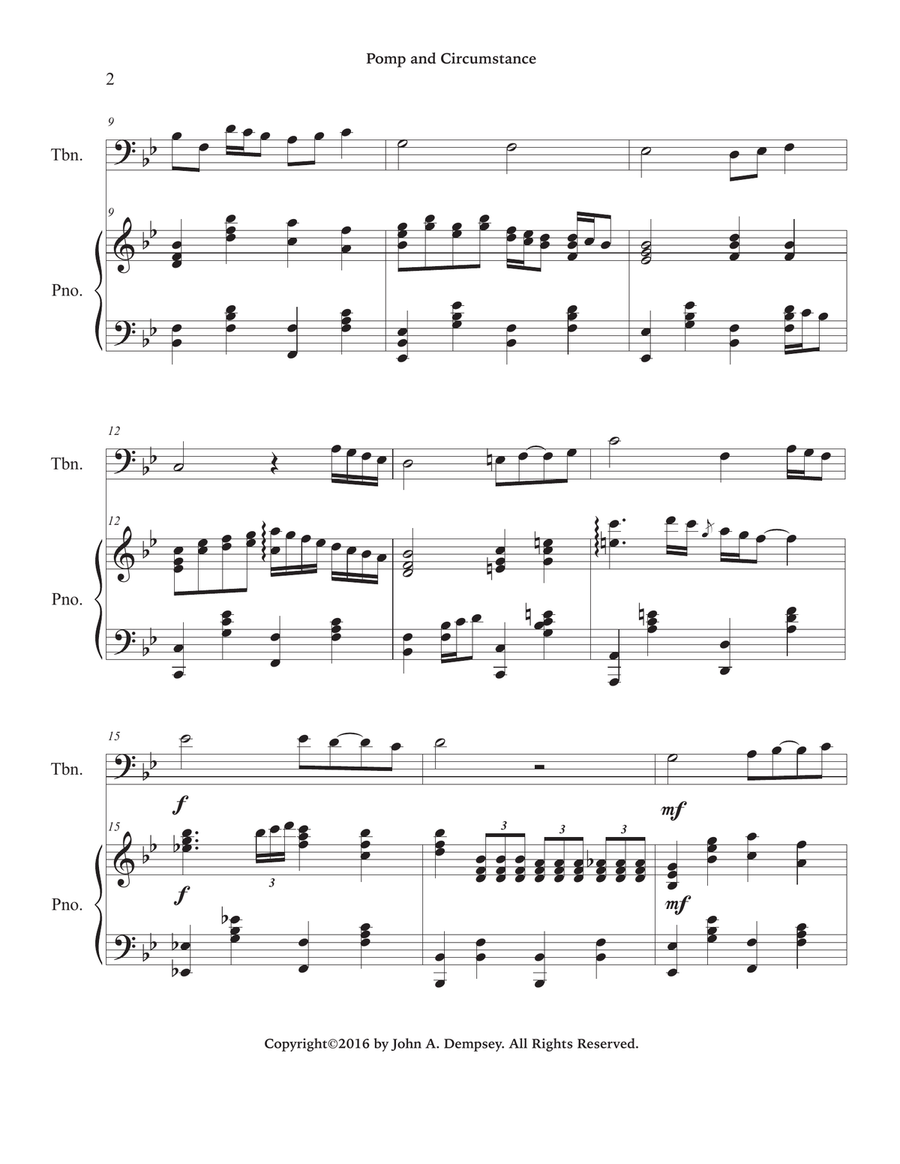 Pomp and Circumstance (Trombone and Piano) Piano scores gallery preview page 6
