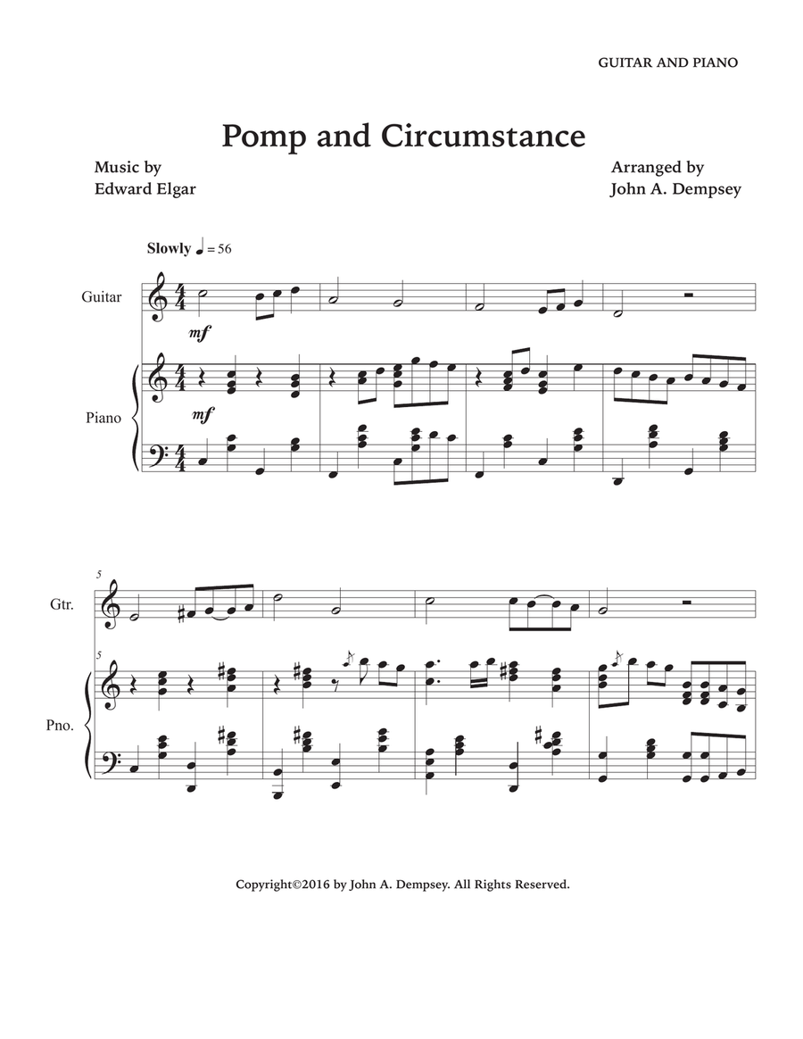 Pomp and Circumstance (Guitar and Piano) Acoustic Guitar scores gallery preview page 5