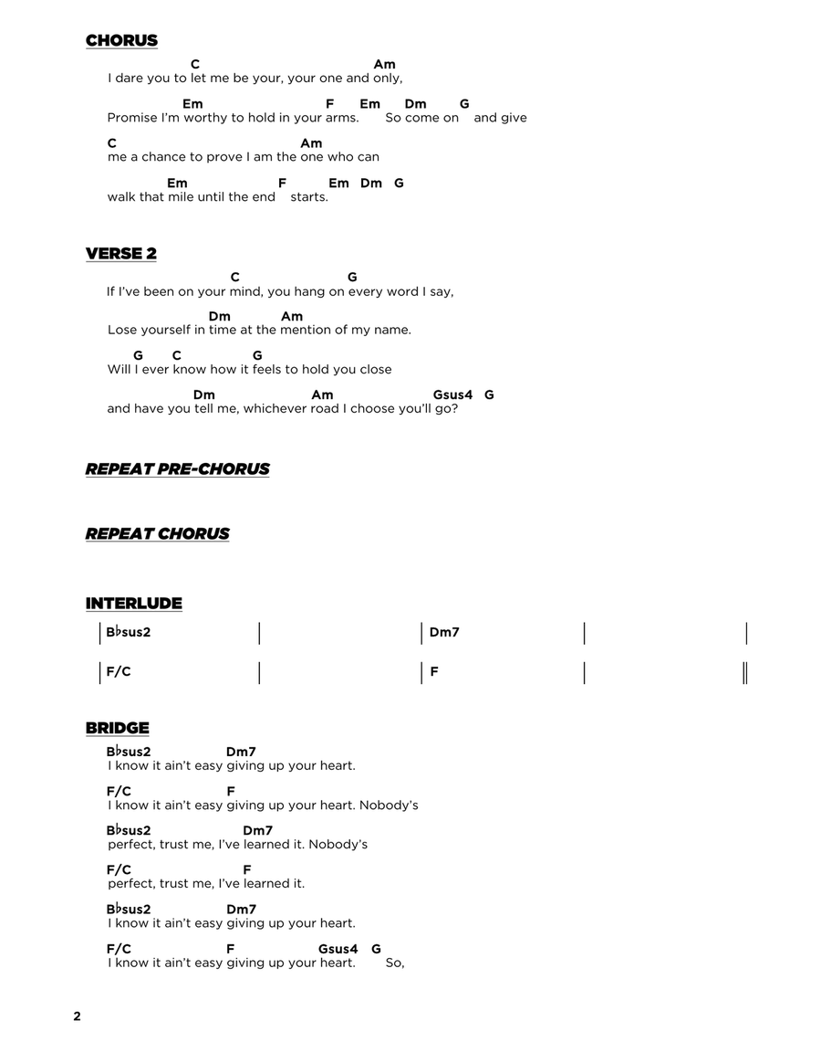 One And Only One And Only Acoustic Guitar scores gallery preview page 2