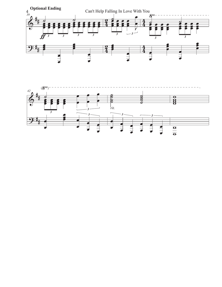 Can't Help Falling In Love Piano Solo scores gallery preview page 4