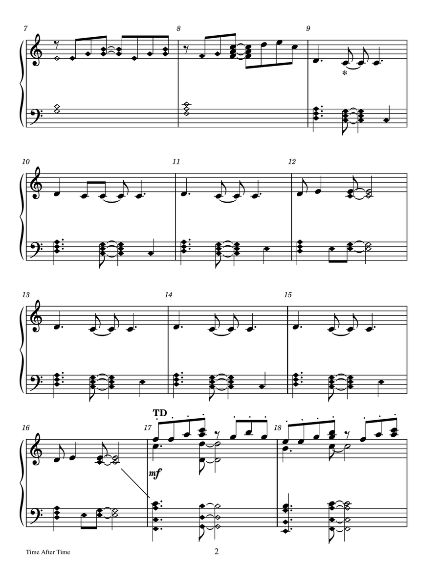 Time After Time - Score Only Handbell Choir scores gallery preview page 2