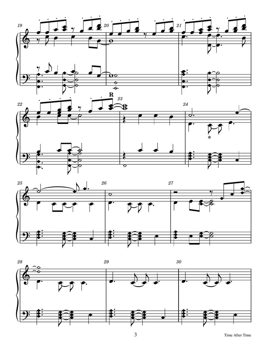 Time After Time - Score Only Handbell Choir scores gallery preview page 3