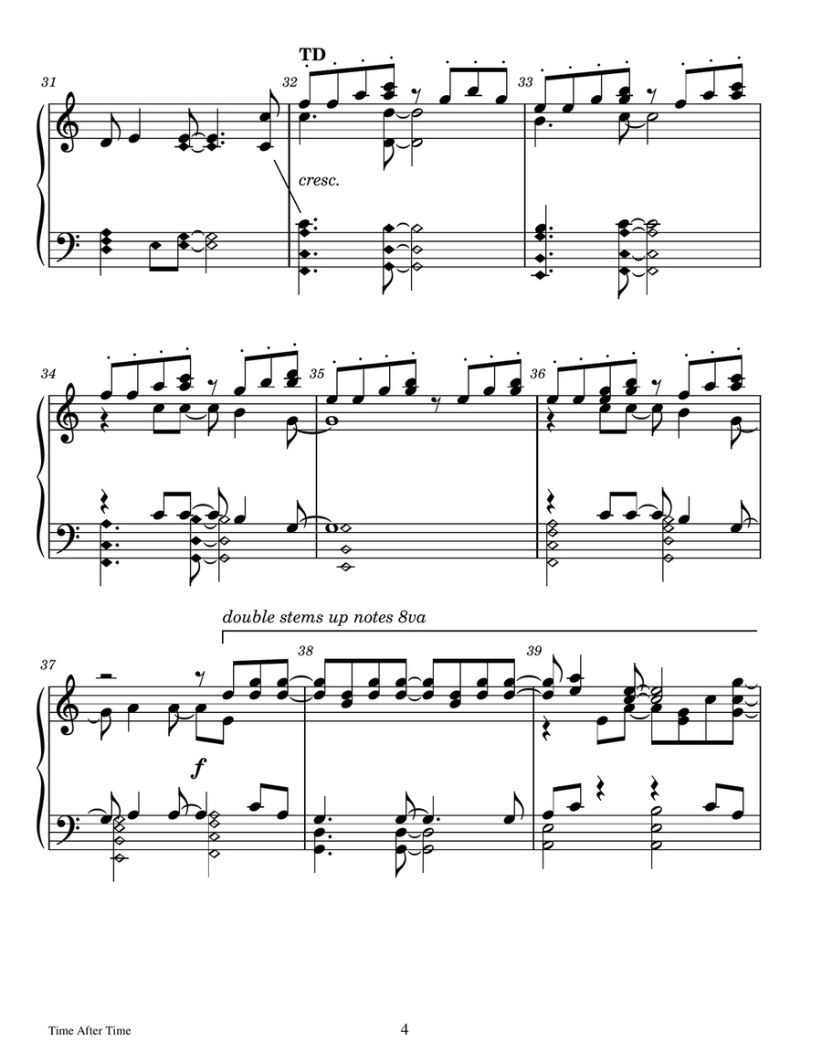 Time After Time - Score Only Handbell Choir scores gallery preview page 4