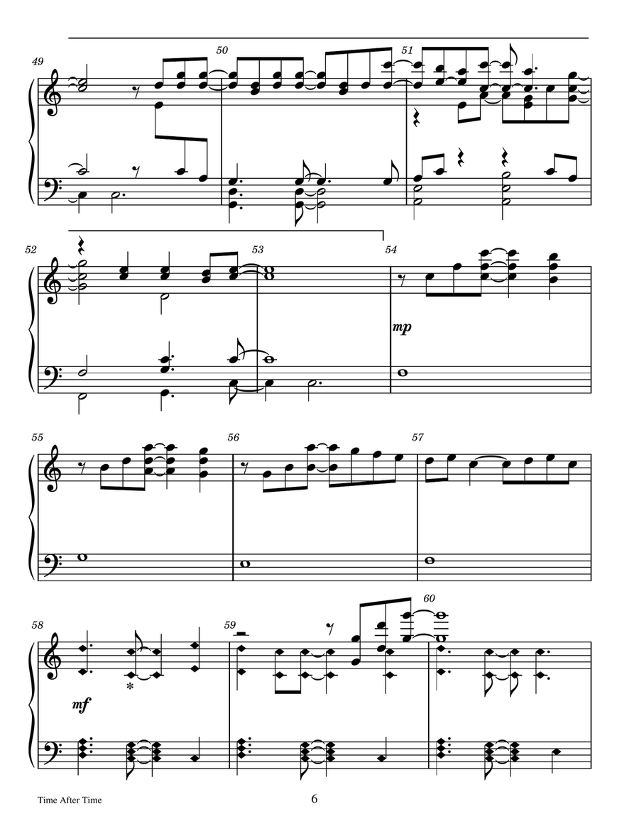 Time After Time - Score Only Handbell Choir scores gallery preview page 6