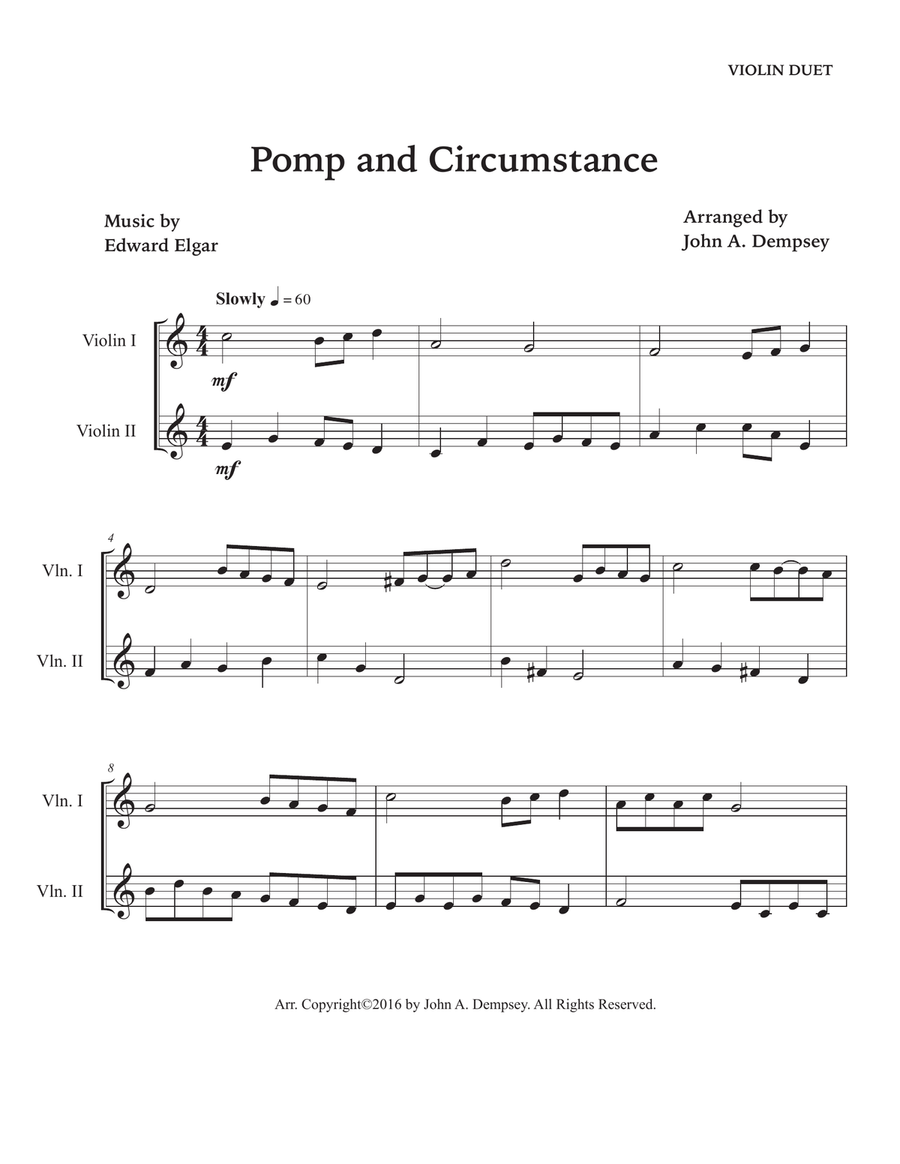 Pomp and Circumstance (Violin Duet) String Duet scores gallery preview page 5