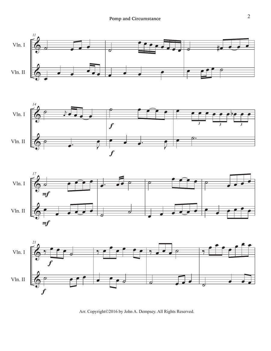 Pomp and Circumstance (Violin Duet) String Duet scores gallery preview page 6
