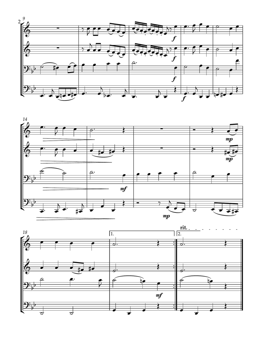 Mitt hjerte alltid vanker for Brass/Messing Quartet Brass Quartet scores gallery preview page 2