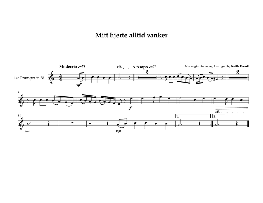 Mitt hjerte alltid vanker for Brass/Messing Quartet Brass Quartet scores gallery preview page 3