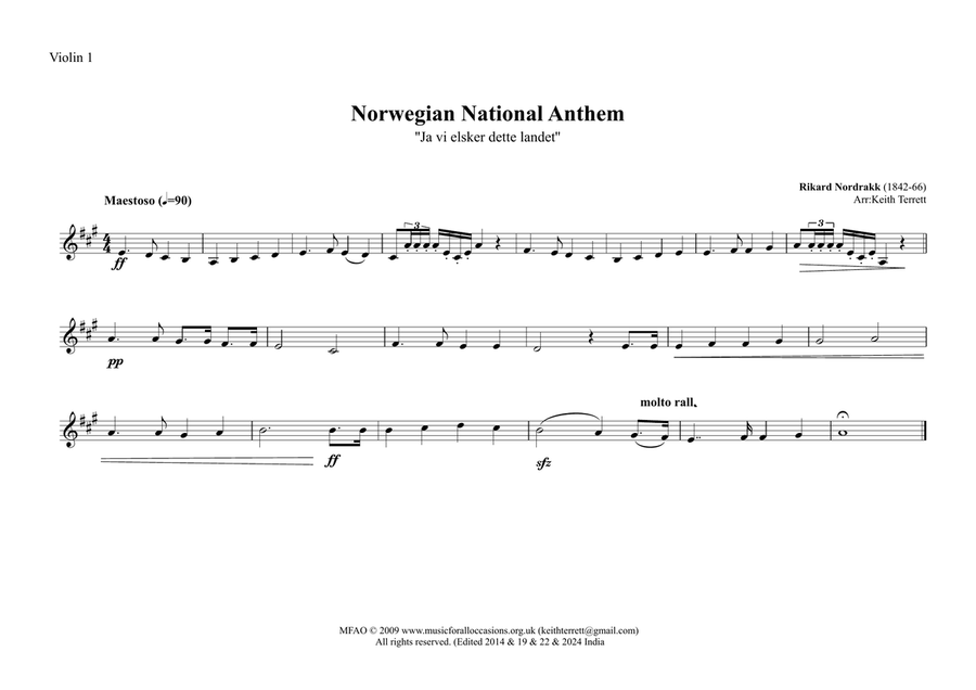 Norwegian National Anthem for String Orchestra (World National Anthem Series) String Orchestra scores gallery preview page 5