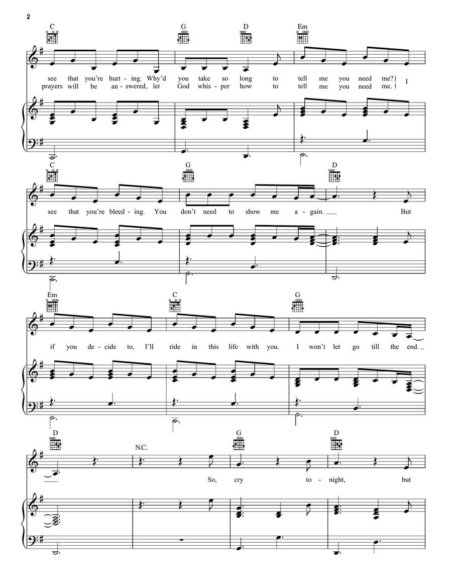 Hold My Hand (from Top Gun: Maverick) Piano, Vocal, Guitar scores gallery preview page 2