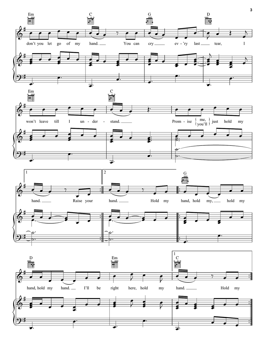 Hold My Hand (from Top Gun: Maverick) Piano, Vocal, Guitar scores gallery preview page 3