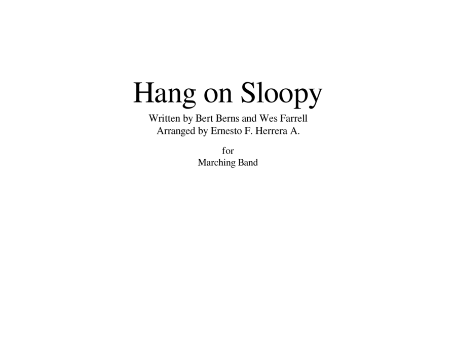 Hang On Sloopy - Score Only Marching Band scores gallery preview page 1
