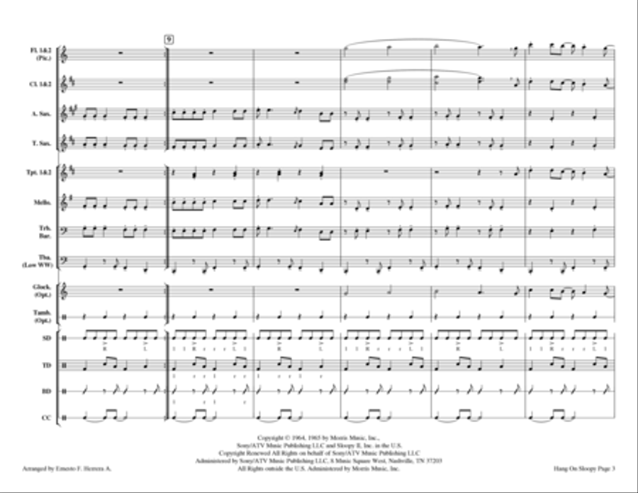Hang On Sloopy - Score Only Marching Band scores gallery preview page 3