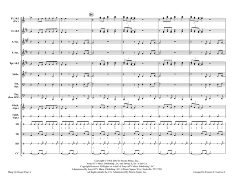 Hang On Sloopy - Score Only Marching Band scores gallery preview page 4