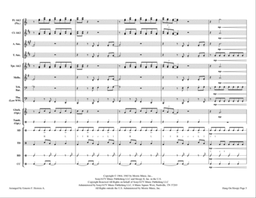 Hang On Sloopy - Score Only Marching Band scores gallery preview page 5