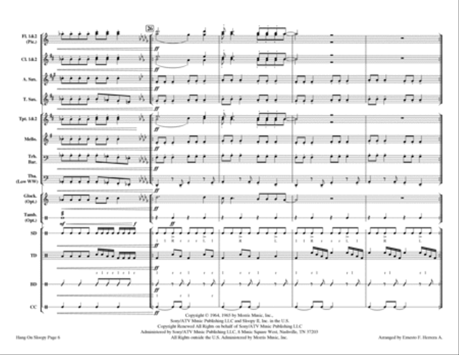 Hang On Sloopy - Score Only Marching Band scores gallery preview page 6