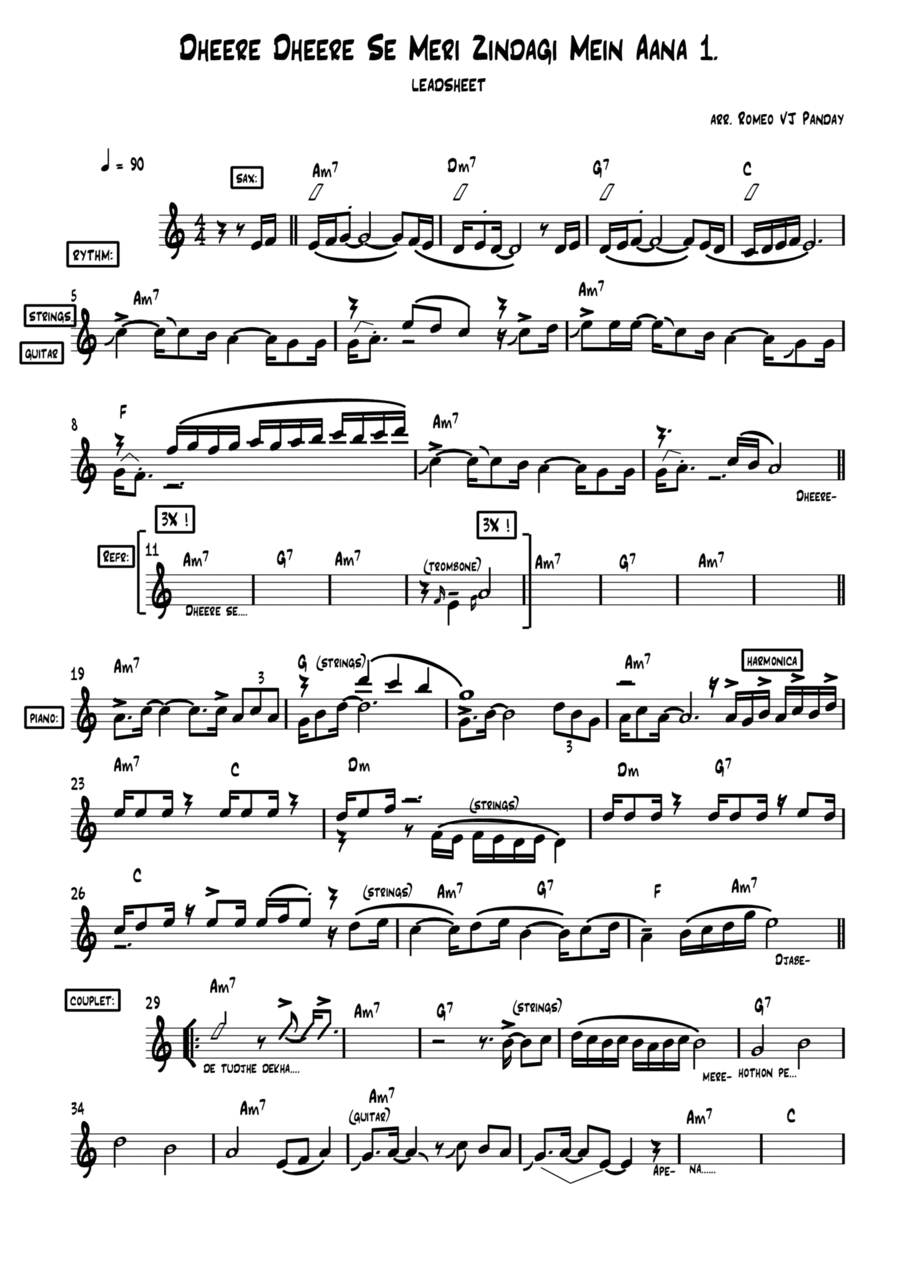 Dheere Dheere se Meri Zindagi Mein Aana Piano scores gallery preview page 1